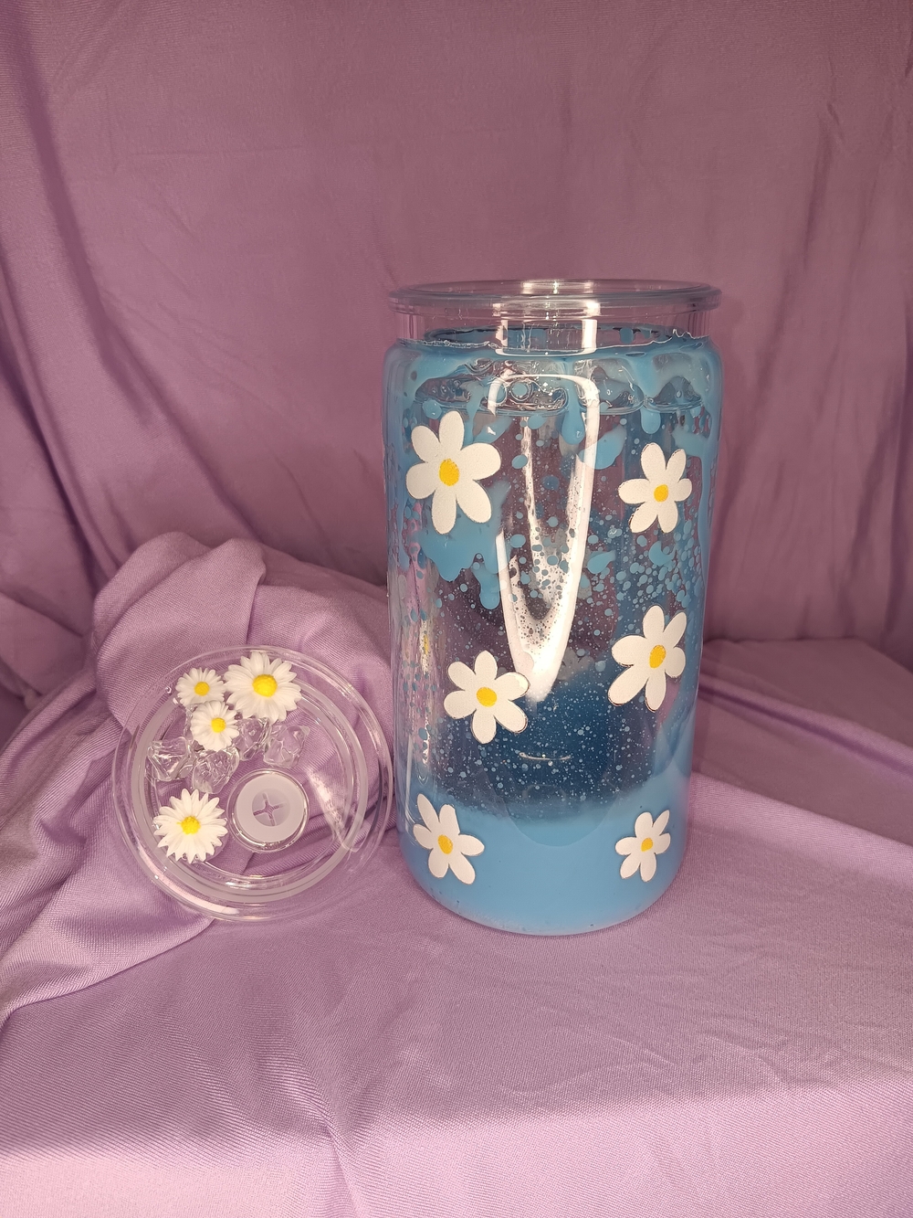 Blue Daisy Acrylic Snowglobe Cup